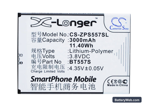 ZOPO S5570 Replacement Battery, 3.8V, 3000mAh, Li-Polymer 5