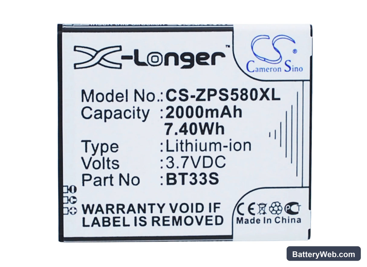 ZOPO ZP580 Replacement Battery, 3.7V, 2000mAh, Li-ion 1