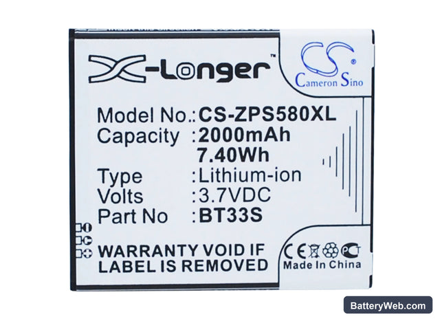 ZOPO ZP580 Replacement Battery, 3.7V, 2000mAh, Li-ion 1