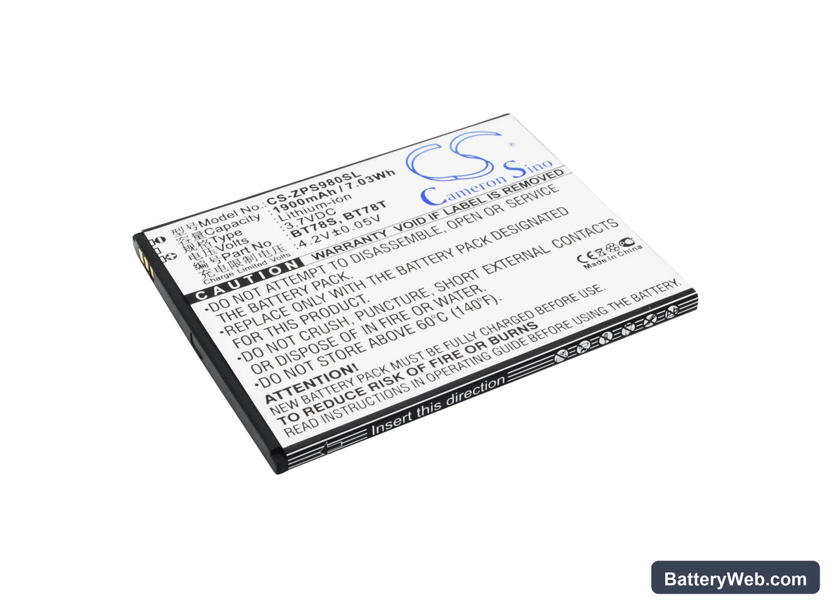 ZOPO ZP980 Replacement Battery, 3.7V, 1900mAh, Li-ion 1