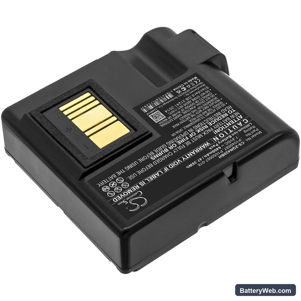 Zebra QLN420 Replacement Battery, 7.4V, 6400mAh, Li-ion 2