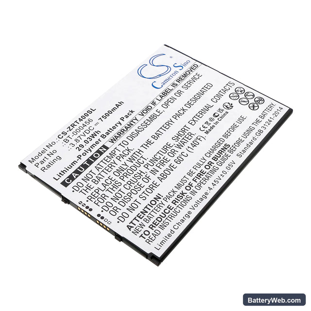 Zebra ET40 Replacement Battery, 3.87V, 7500mAh, Li-Polymer 1