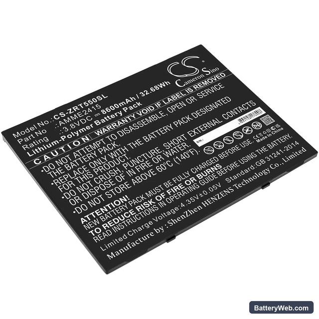 Zebra ET50 Replacement Battery, 3.8V, 8600mAh, Li-Polymer 1