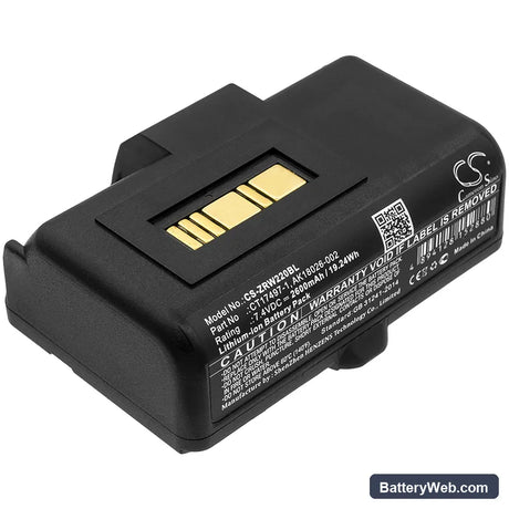 Zebra RW220 Replacement Battery, 7.4V, 2600mAh, Li-ion 1