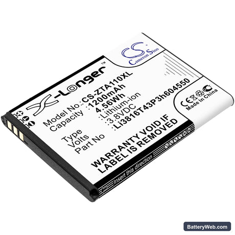 ZTE Blade A110 Replacement Battery, 3.8V, 1200mAh, Li-ion 1