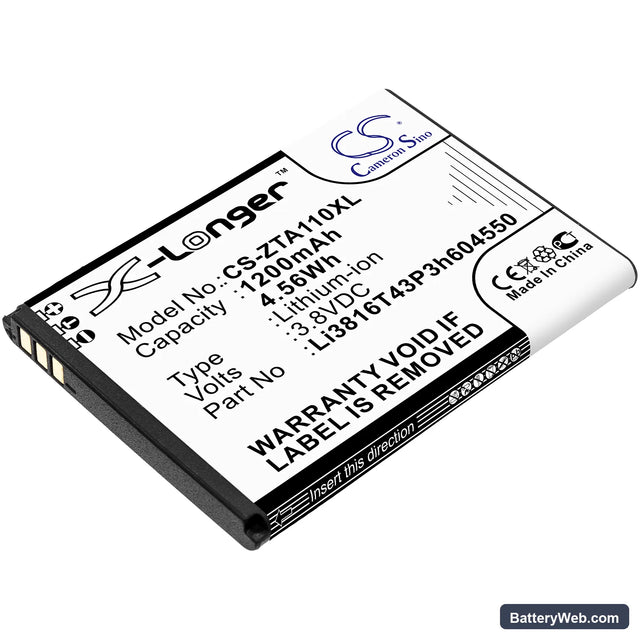 ZTE Blade A110 Replacement Battery, 3.8V, 1200mAh, Li-ion 1