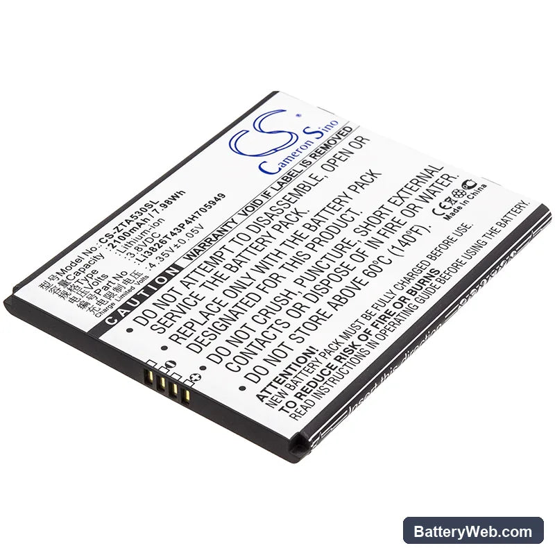 ZTE Avid 579 Replacement Battery, 3.8V, 2100mAh, Li-ion 1