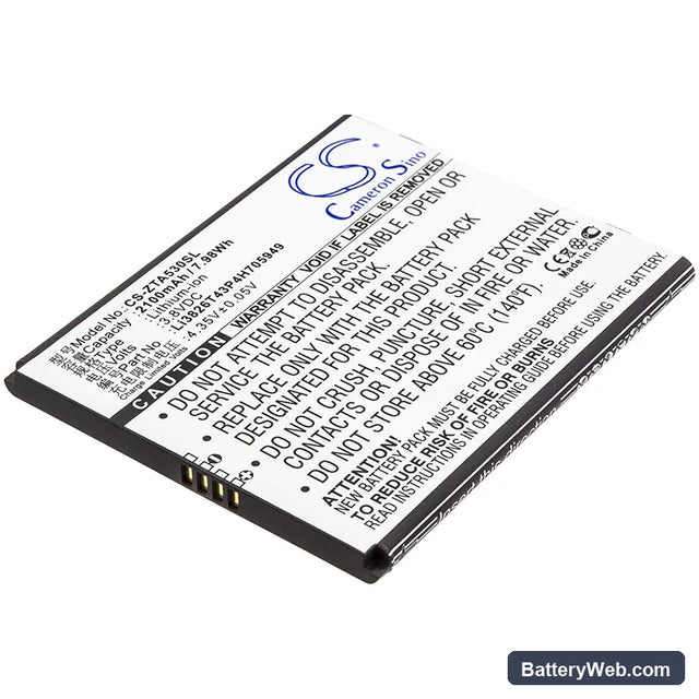 ZTE Avid 579 Replacement Battery, 3.8V, 2100mAh, Li-ion 1