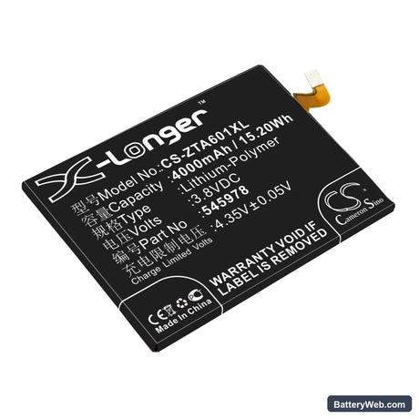 ZTE Blade A601 Replacement Battery, 3.8V, 4000mAh, Li-Polymer 1