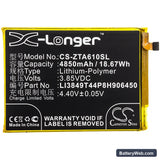 ZTE Blade A6 Lite Replacement Battery, 3.85V, 4850mAh, Li-Polymer 3