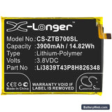 ZTE Blade A7s Replacement Battery, 3.8V, 3900mAh, Li-Polymer 3
