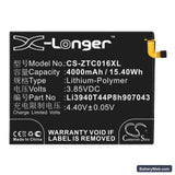 ZTE Axon Max C2016 Replacement Battery, 3.85V, 4000mAh, Li-Polymer 3