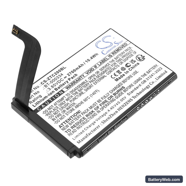 Zebra TC20 Replacement Battery, 3.85V, 2700mAh, Li-ion 1