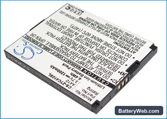 ZTE Cricket A410 Replacement Battery, 3.7V, 1200mAh, Li-ion 1