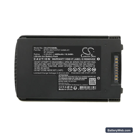 Zebra TC53 Replacement Battery, 3.85V, 4400mAh, Li-ion 5