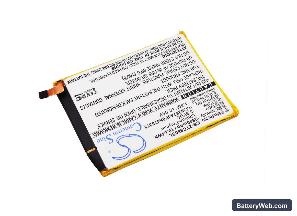 ZTE AXON Mini B2015 Replacement Battery, 3.8V, 2800mAh, Li-Polymer 2