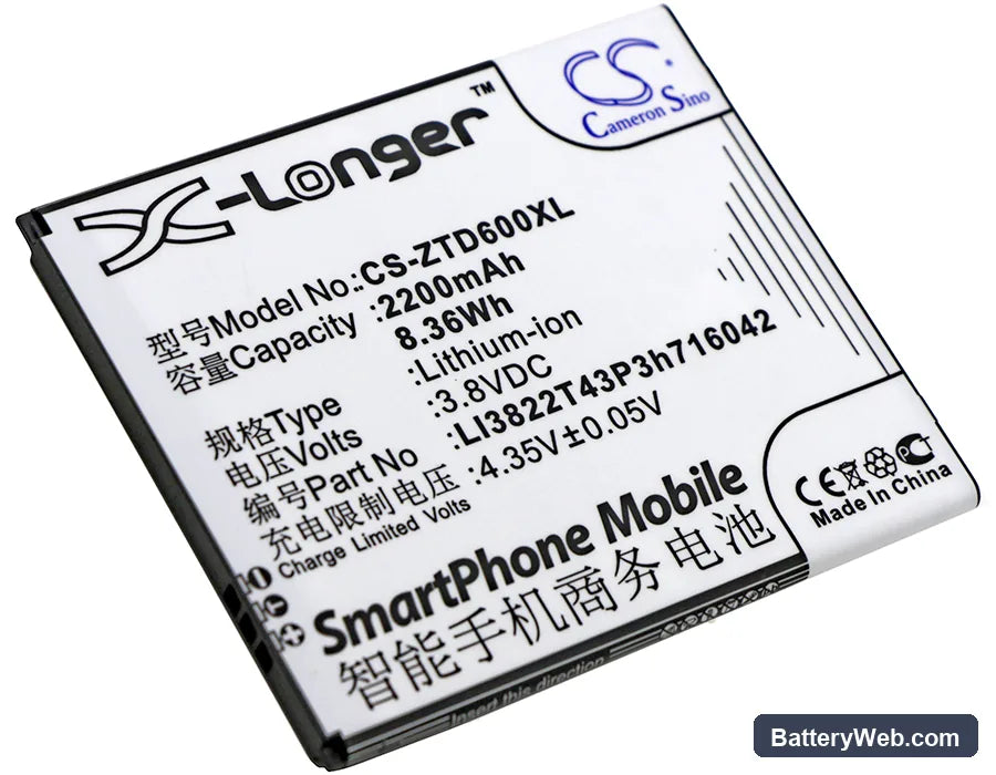 ZTE Blade D6 Replacement Battery, 3.8V, 2200mAh, Li-ion 1