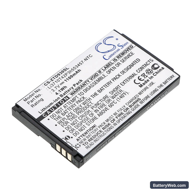 ZTE Chorus Replacement Battery, 3.7V, 1100mAh, Li-ion 1