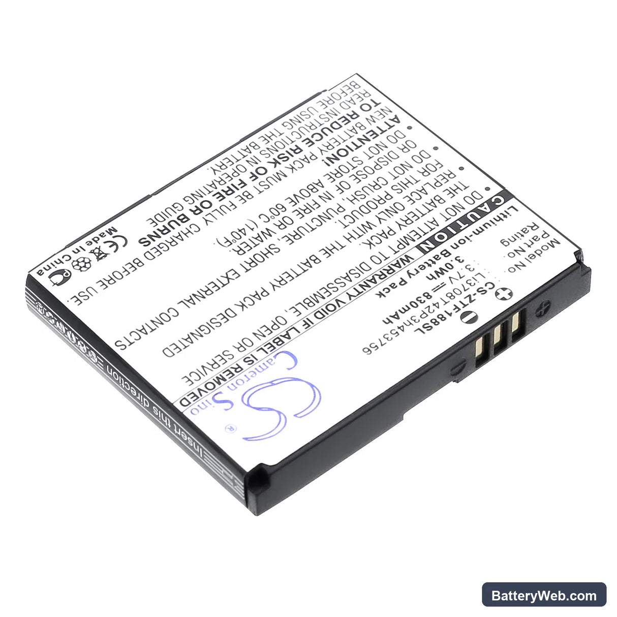 Verizon F350 Replacement Battery, 3.7V, 830mAh, Li-ion 2