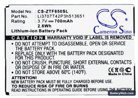 Telstra F252 Replacement Battery, 3.7V, 700mAh, Li-ion 1