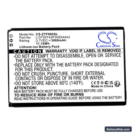 T-Mobile Sonic 2.0 LTE Mobile Hotspot Replacement Battery, 3.7V, 3000mAh, Li-ion 3