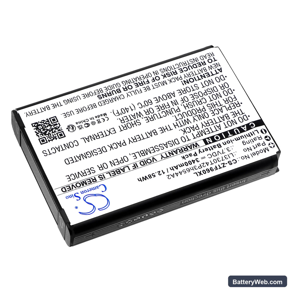T-Mobile Sonic 2.0 LTE Mobile Hotspot Replacement Battery, 3.7V, 3400mAh, Li-ion 2