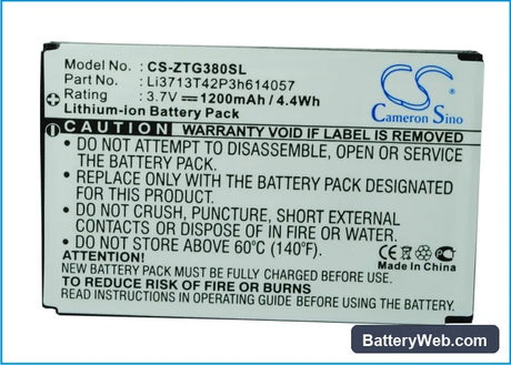 ZTE G380 Replacement Battery, 3.7V, 1200mAh, Li-ion 5
