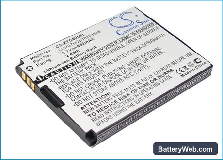 ZTE G6 Replacement Battery, 3.7V, 650mAh, Li-ion 2