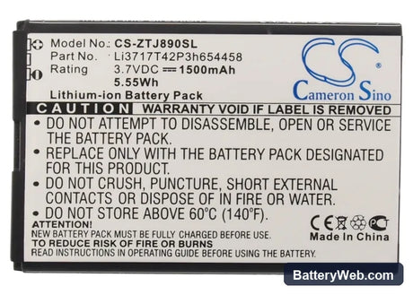 Verizon Jetpack 890L Replacement Battery, 3.7V, 1500mAh, Li-ion 5
