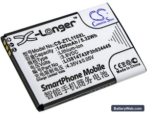 ZTE Blade L110 Replacement Battery, 3.8V, 1400mAh, Li-ion 1