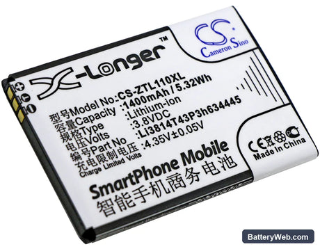ZTE Blade L110 Replacement Battery, 3.8V, 1400mAh, Li-ion 1