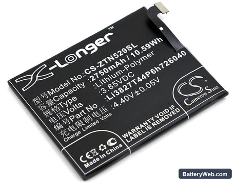 ZTE Nubia Z11 mini Replacement Battery, 3.85V, 2750mAh, Li-Polymer 1