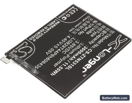 ZTE Nubia Z11 Replacement Battery, 3.85V, 3000mAh, Li-Polymer 2