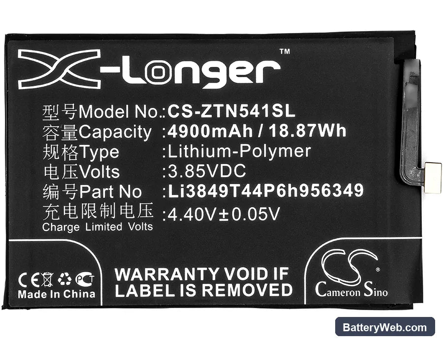 ZTE Nubia N1 Replacement Battery, 3.85V, 4900mAh, Li-Polymer 5