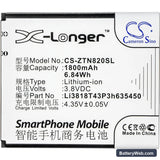 ZTE Z820 Replacement Battery, 3.8V, 1800mAh, Li-ion 3