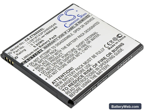 ZTE N909 Replacement Battery, 3.7V, 1600mAh, Li-ion 1