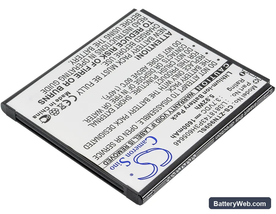 ZTE N909 Replacement Battery, 3.7V, 1600mAh, Li-ion 2