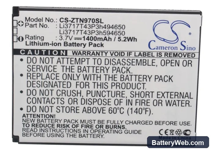 SRF StarAddict 2 Plus Replacement Battery, 3.7V, 1400mAh, Li-ion 5