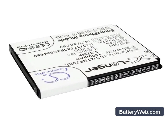 Virgin Mobile AWE Replacement Battery, 3.7V, 1600mAh, Li-ion 2