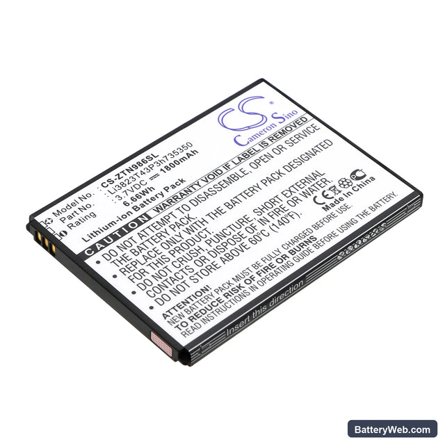 ZTE N986 Replacement Battery, 3.7V, 1800mAh, Li-ion 1