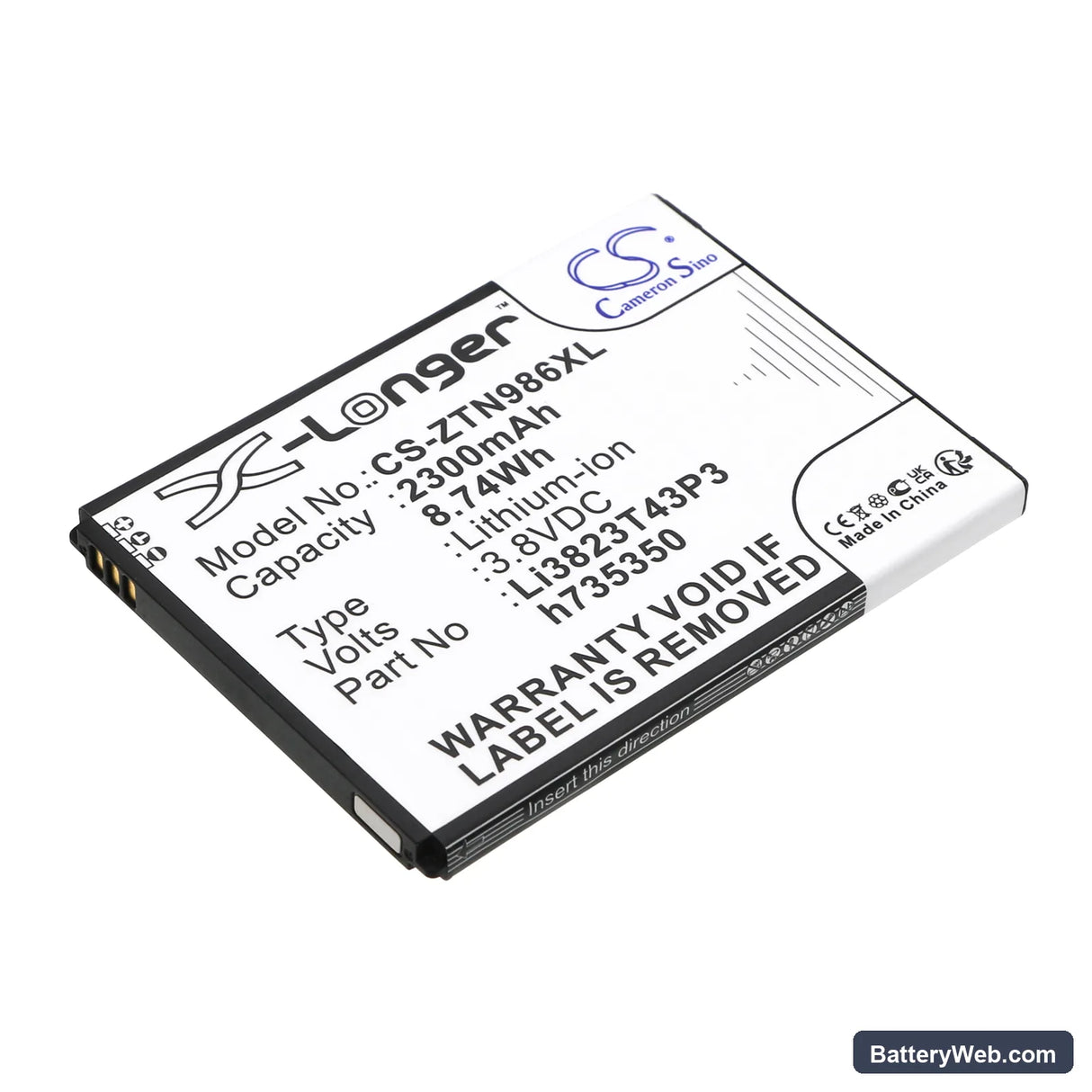 Allstar Z818L Replacement Battery, 3.8V, 2300mAh, Li-ion 1