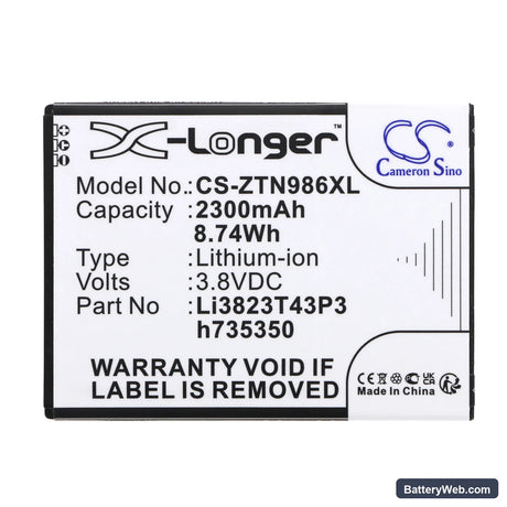 Allstar Z818L Replacement Battery, 3.8V, 2300mAh, Li-ion 3