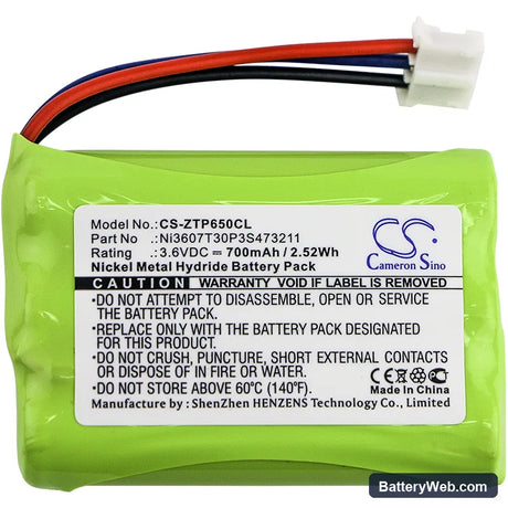 ZTE WP650 Replacement Battery, 3.6V, 700mAh, Ni-MH 3