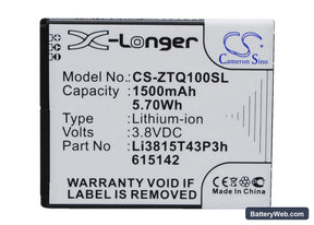 ZTE Blade Q Mini Replacement Battery, 3.8V, 1500mAh, Li-ion 1