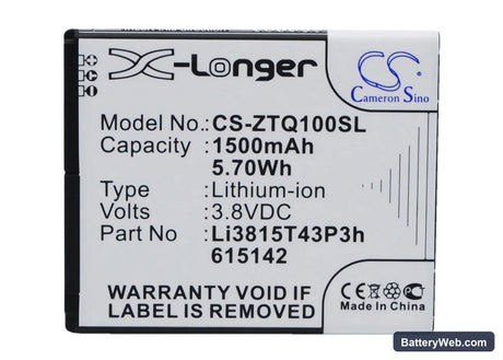 ZTE Blade Q Mini Replacement Battery, 3.8V, 1500mAh, Li-ion 1
