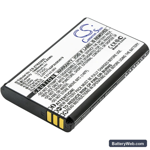 ZTE R538 Replacement Battery, 3.7V, 1600mAh, Li-ion 1