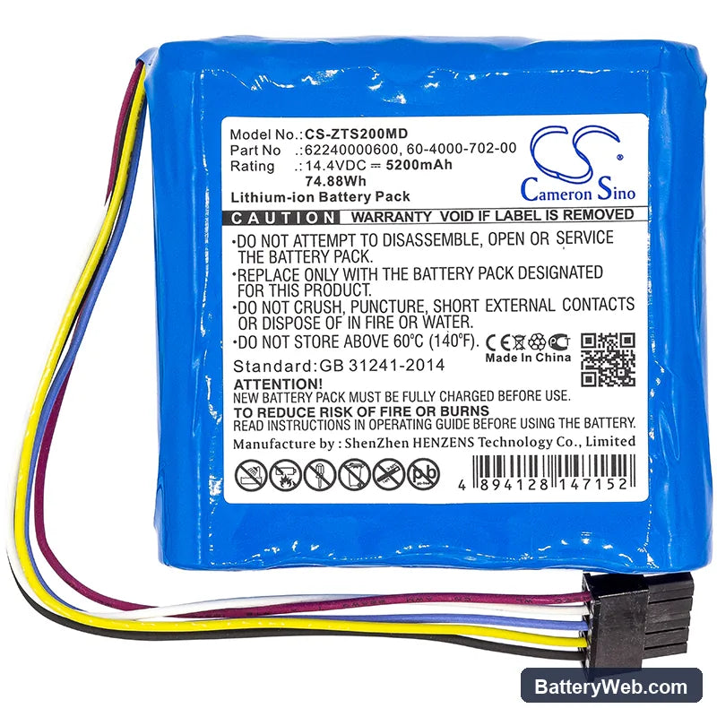 Zimmer ATS 2000 Replacement Battery, 14.4V, 5200mAh, Li-ion 3