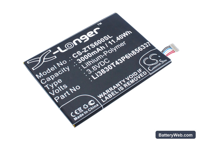 ZTE Blade S6 Lux Dual SIM Replacement Battery, 3.8V, 3000mAh, Li-Polymer 1