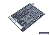 ZTE Blade S6 Lux Dual SIM Replacement Battery, 3.8V, 3000mAh, Li-Polymer 4