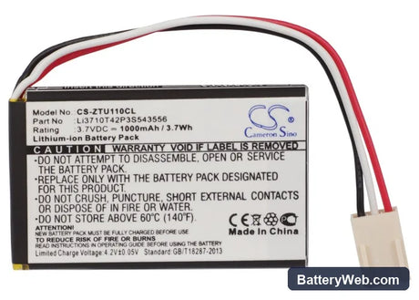ZTE U110 Replacement Battery, 3.7V, 1000mAh, Li-ion 5